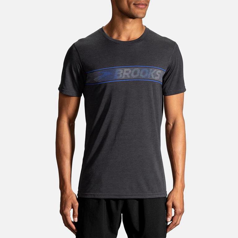 Brooks Distance Graphic Short Sleeve Running Shirt - Men's - Grey (05316-YTXI)